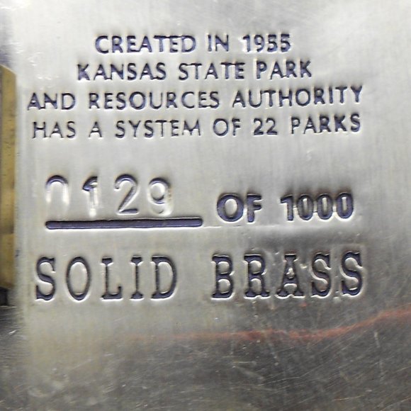 1985 KANSAS STATE PARKS solid brass Belt Buckle - Picture 3 of 3